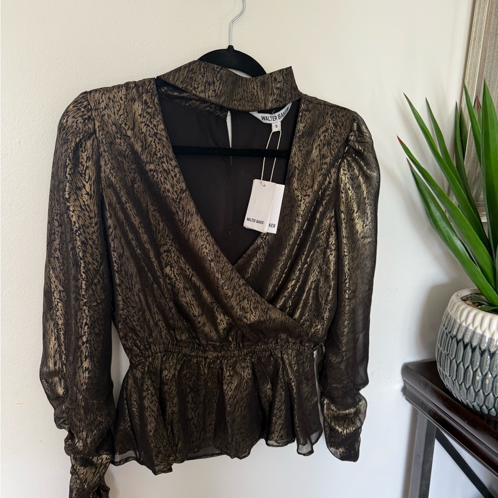 Metallic Gold Wrap Top